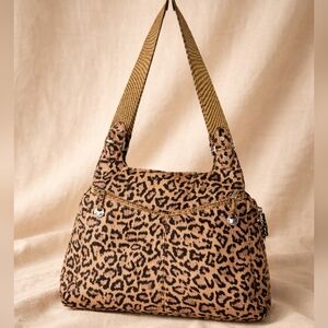 Travelon Leopard Print RFID Shoulder Bag Anti-Theft Travel Purse